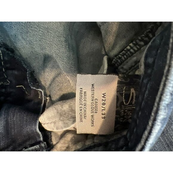 Women Silver Frances Jean Y2K 90s Dark Wash White Stitching Sz W28/L33 - Picture 7 of 8